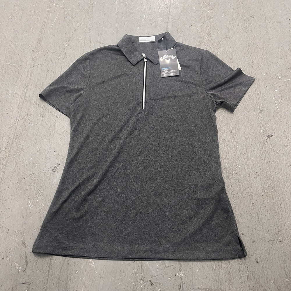 Callaway Women's XS Gray Opti-Dri 1/4 Zip Golf Short Sleeve Polo Shirt